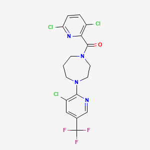 molecular formula C17H14Cl3F3N4O B2637915 [4-[3-Chloro-5-(trifluoromethyl)pyridin-2-yl]-1,4-diazepan-1-yl]-(3,6-dichloropyridin-2-yl)methanone CAS No. 1119244-29-9
