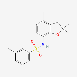 molecular formula C18H21NO3S B2637933 3-methyl-N-(2,2,4-trimethyl-2,3-dihydro-1-benzofuran-7-yl)benzenesulfonamide CAS No. 866042-47-9