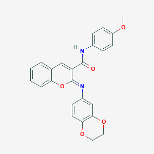 (2Z)-2-(2,3-dihydro-1,4-benzodioxin-6-ylimino)-N-(4-methoxyphenyl)-2H-chromene-3-carboxamide