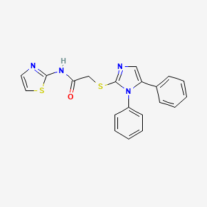 molecular formula C20H16N4OS2 B2637943 2-((1,5-diphenyl-1H-imidazol-2-yl)thio)-N-(thiazol-2-yl)acetamide CAS No. 1207002-96-7
