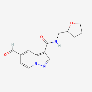 B2637953 5-formyl-N-[(oxolan-2-yl)methyl]pyrazolo[1,5-a]pyridine-3-carboxamide CAS No. 2094195-18-1