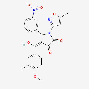 molecular formula C23H19N3O7 B2637964 3-hydroxy-4-(4-methoxy-3-methylbenzoyl)-1-(5-methylisoxazol-3-yl)-5-(3-nitrophenyl)-1H-pyrrol-2(5H)-one CAS No. 618873-69-1