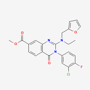 molecular formula C23H19ClFN3O4 B2637978 Methyl 3-(3-chloro-4-fluorophenyl)-2-(ethyl(furan-2-ylmethyl)amino)-4-oxo-3,4-dihydroquinazoline-7-carboxylate CAS No. 1251682-02-6