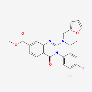 Methyl 3-(3-chloro-4-fluorophenyl)-2-(ethyl(furan-2-ylmethyl)amino)-4-oxo-3,4-dihydroquinazoline-7-carboxylate