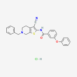 molecular formula C28H24ClN3O2S B2638004 N-(6-benzyl-3-cyano-4,5,6,7-tetrahydrothieno[2,3-c]pyridin-2-yl)-3-phenoxybenzamide hydrochloride CAS No. 1216671-83-8