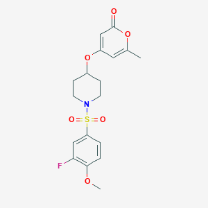 4-((1-((3-fluoro-4-methoxyphenyl)sulfonyl)piperidin-4-yl)oxy)-6-methyl-2H-pyran-2-one