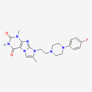 molecular formula C21H24FN7O2 B2638009 8-(2-(4-(4-fluorophenyl)piperazin-1-yl)ethyl)-1,7-dimethyl-1H-imidazo[2,1-f]purine-2,4(3H,8H)-dione CAS No. 919019-31-1