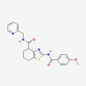 molecular formula C22H22N4O3S B2638013 2-(4-methoxybenzamido)-N-(pyridin-2-ylmethyl)-4,5,6,7-tetrahydrobenzo[d]thiazole-4-carboxamide CAS No. 941967-53-9