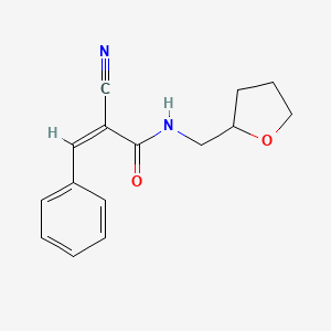 molecular formula C15H16N2O2 B2638016 (Z)-2-cyano-N-(oxolan-2-ylmethyl)-3-phenylprop-2-enamide CAS No. 358279-60-4
