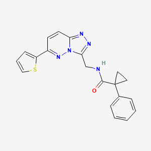 molecular formula C20H17N5OS B2638021 1-phenyl-N-((6-(thiophen-2-yl)-[1,2,4]triazolo[4,3-b]pyridazin-3-yl)methyl)cyclopropanecarboxamide CAS No. 2034262-79-6