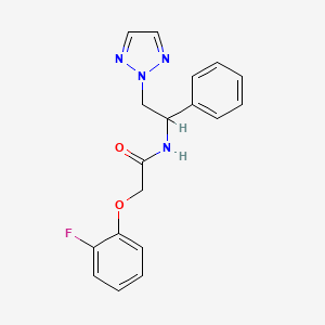 molecular formula C18H17FN4O2 B2638032 2-(2-fluorophenoxy)-N-(1-phenyl-2-(2H-1,2,3-triazol-2-yl)ethyl)acetamide CAS No. 2034437-91-5