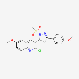 molecular formula C21H20ClN3O4S B2638053 2-chloro-6-methoxy-3-(3-(4-methoxyphenyl)-1-(methylsulfonyl)-4,5-dihydro-1H-pyrazol-5-yl)quinoline CAS No. 442650-03-5