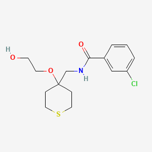 3-chloro-N-((4-(2-hydroxyethoxy)tetrahydro-2H-thiopyran-4-yl)methyl)benzamide