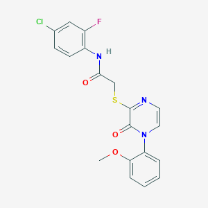molecular formula C19H15ClFN3O3S B2638066 N-(4-chloro-2-fluorophenyl)-2-((4-(2-methoxyphenyl)-3-oxo-3,4-dihydropyrazin-2-yl)thio)acetamide CAS No. 899945-01-8