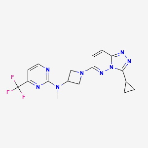 molecular formula C17H17F3N8 B2638074 N-(1-{3-cyclopropyl-[1,2,4]triazolo[4,3-b]pyridazin-6-yl}azetidin-3-yl)-N-methyl-4-(trifluoromethyl)pyrimidin-2-amine CAS No. 2197641-73-7