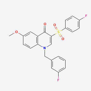 1-[(3-Fluorophenyl)methyl]-3-(4-fluorophenyl)sulfonyl-6-methoxyquinolin-4-one