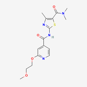 molecular formula C16H20N4O4S B2638100 2-(2-(2-甲氧基乙氧基)异烟酰胺)-N,N,4-三甲基噻唑-5-甲酰胺 CAS No. 2034389-91-6