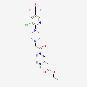 molecular formula C17H22ClF3N6O3 B2638125 3-(2-{4-[3-氯-5-(三氟甲基)吡啶-2-基]哌嗪-1-基}乙酰肼基)-3-亚氨基丙酸乙酯 CAS No. 338979-34-3