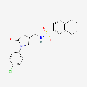 N-((1-(4-chlorophenyl)-5-oxopyrrolidin-3-yl)methyl)-5,6,7,8-tetrahydronaphthalene-2-sulfonamide