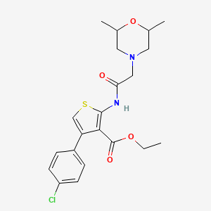 molecular formula C21H25ClN2O4S B2638129 Ethyl 4-(4-chlorophenyl)-2-[[2-(2,6-dimethylmorpholin-4-yl)acetyl]amino]thiophene-3-carboxylate CAS No. 315709-64-9