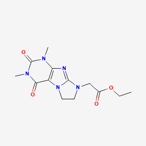 Ethyl 2-(1,3-dimethyl-2,4-dioxo-1,3,5-trihydroimidazolidino[1,2-h]purin-8-yl)a cetate