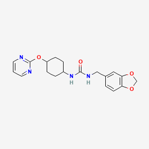 molecular formula C19H22N4O4 B2638135 1-(Benzo[d][1,3]dioxol-5-ylmethyl)-3-((1r,4r)-4-(pyrimidin-2-yloxy)cyclohexyl)urea CAS No. 2034501-42-1