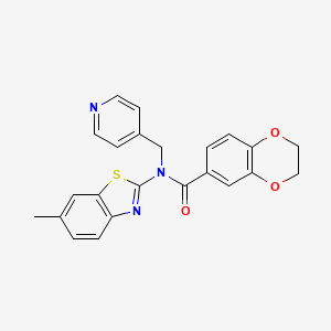 molecular formula C23H19N3O3S B2638140 N-(6-methylbenzo[d]thiazol-2-yl)-N-(pyridin-4-ylmethyl)-2,3-dihydrobenzo[b][1,4]dioxine-6-carboxamide CAS No. 923201-85-8