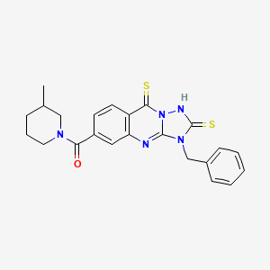 molecular formula C23H23N5OS2 B2638150 3-benzyl-6-(3-methylpiperidine-1-carbonyl)-1H,2H,3H,9H-[1,2,4]triazolo[3,2-b]quinazoline-2,9-dithione CAS No. 2320268-21-9