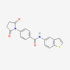 molecular formula C19H14N2O3S B2638152 N-(1-苯并噻吩-5-基)-4-(2,5-二氧代吡咯烷-1-基)苯甲酰胺 CAS No. 477502-91-3