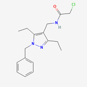 molecular formula C17H22ClN3O B2638154 N-[(1-Benzyl-3,5-diethylpyrazol-4-yl)methyl]-2-chloroacetamide CAS No. 2411270-96-5