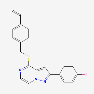 2-(4-Fluorophenyl)-4-[(4-vinylbenzyl)thio]pyrazolo[1,5-a]pyrazine