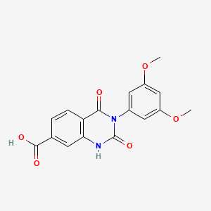 molecular formula C17H14N2O6 B2638180 3-(3,5-Dimethoxyphenyl)-2,4-dioxo-1,2,3,4-tetrahydroquinazoline-7-carboxylic acid CAS No. 687584-00-5