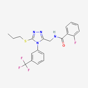 molecular formula C20H18F4N4OS B2638184 2-fluoro-N-((5-(propylthio)-4-(3-(trifluoromethyl)phenyl)-4H-1,2,4-triazol-3-yl)methyl)benzamide CAS No. 391899-47-1