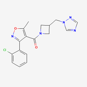 (3-((1H-1,2,4-triazol-1-yl)methyl)azetidin-1-yl)(3-(2-chlorophenyl)-5-methylisoxazol-4-yl)methanone