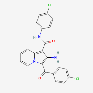 molecular formula C22H15Cl2N3O2 B2638211 2-amino-3-(4-chlorobenzoyl)-N-(4-chlorophenyl)indolizine-1-carboxamide CAS No. 898417-62-4