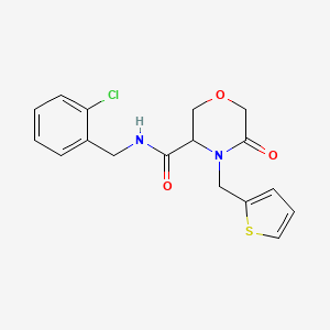 molecular formula C17H17ClN2O3S B2638220 N-(2-chlorobenzyl)-5-oxo-4-(thiophen-2-ylmethyl)morpholine-3-carboxamide CAS No. 1421445-11-5