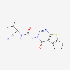molecular formula C17H20N4O2S B2638226 N-(1-cyano-1,2-dimethylpropyl)-2-{12-oxo-7-thia-9,11-diazatricyclo[6.4.0.0^{2,6}]dodeca-1(8),2(6),9-trien-11-yl}acetamide CAS No. 1208808-60-9