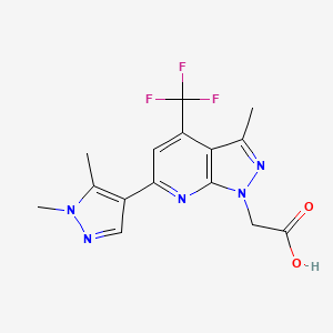 molecular formula C15H14F3N5O2 B2638251 [6-(1,5-dimethyl-1H-pyrazol-4-yl)-3-methyl-4-(trifluoromethyl)-1H-pyrazolo[3,4-b]pyridin-1-yl]acetic acid CAS No. 1006477-44-6