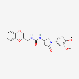 1-((2,3-Dihydrobenzo[b][1,4]dioxin-2-yl)methyl)-3-(1-(3,4-dimethoxyphenyl)-5-oxopyrrolidin-3-yl)urea