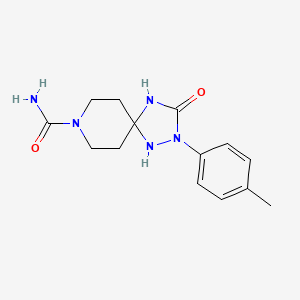 molecular formula C14H19N5O2 B2638261 2-(4-甲苯基)-3-氧代-1,2,4,8-四氮杂螺[4.5]癸烷-8-甲酰胺 CAS No. 339279-31-1