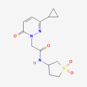 molecular formula C13H17N3O4S B2638262 2-(3-cyclopropyl-6-oxopyridazin-1(6H)-yl)-N-(1,1-dioxidotetrahydrothiophen-3-yl)acetamide CAS No. 2034267-95-1