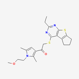 2-({10-ethyl-7-thia-9,11-diazatricyclo[6.4.0.0^{2,6}]dodeca-1(8),2(6),9,11-tetraen-12-yl}sulfanyl)-1-[1-(2-methoxyethyl)-2,5-dimethyl-1H-pyrrol-3-yl]ethan-1-one