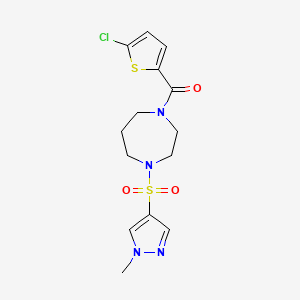 molecular formula C14H17ClN4O3S2 B2638264 (5-氯噻吩-2-基)(4-((1-甲基-1H-吡唑-4-基)磺酰基)-1,4-二氮杂环-1-基)甲烷酮 CAS No. 2034337-67-0