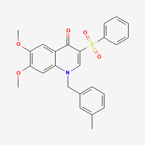 molecular formula C25H23NO5S B2638284 3-(苯磺酰基)-6,7-二甲氧基-1-[(3-甲基苯基)甲基]-1,4-二氢喹啉-4-酮 CAS No. 866725-82-8