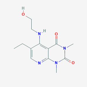 molecular formula C13H18N4O3 B2638288 6-乙基-5-((2-羟乙基)氨基)-1,3-二甲基吡啶并[2,3-d]嘧啶-2,4(1H,3H)-二酮 CAS No. 941910-06-1