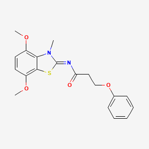 N-(4,7-dimethoxy-3-methyl-1,3-benzothiazol-2-ylidene)-3-phenoxypropanamide