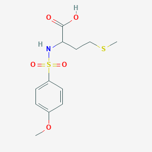 molecular formula C12H17NO5S2 B2638296 2-(4-甲氧基苯磺酰胺)-4-(甲硫基)丁酸 CAS No. 1396967-23-9