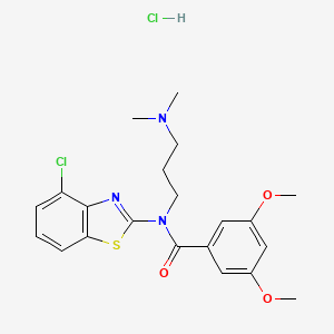 molecular formula C21H25Cl2N3O3S B2638300 N-(4-chlorobenzo[d]thiazol-2-yl)-N-(3-(dimethylamino)propyl)-3,5-dimethoxybenzamide hydrochloride CAS No. 1215809-39-4