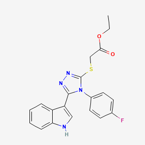 molecular formula C20H17FN4O2S B2638304 ethyl 2-((4-(4-fluorophenyl)-5-(1H-indol-3-yl)-4H-1,2,4-triazol-3-yl)thio)acetate CAS No. 852167-73-8