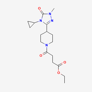 molecular formula C17H26N4O4 B2638307 ethyl 4-(4-(4-cyclopropyl-1-methyl-5-oxo-4,5-dihydro-1H-1,2,4-triazol-3-yl)piperidin-1-yl)-4-oxobutanoate CAS No. 1797260-16-2